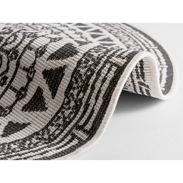 Coron fekete-krémszínű kültéri szőnyeg, ø 140 cm - NORTHRUGS-image-1