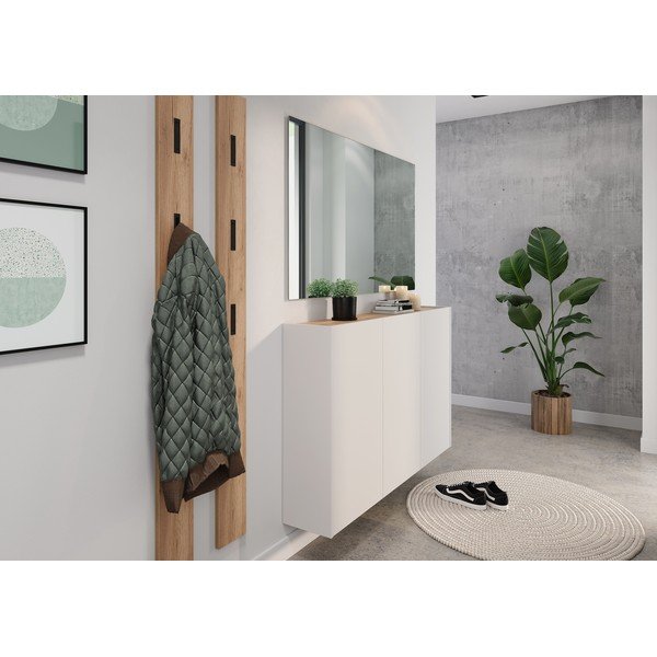 Krémszínű szekrény tölgyfa dekorral 138x87x25 cm Libbiano – Germania-image-4