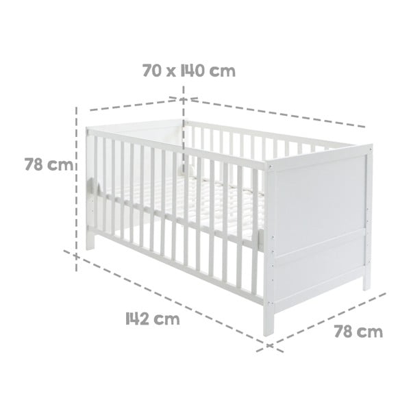 Fehér babaágy baldachinnal 70x140 cm – Roba-image-4
