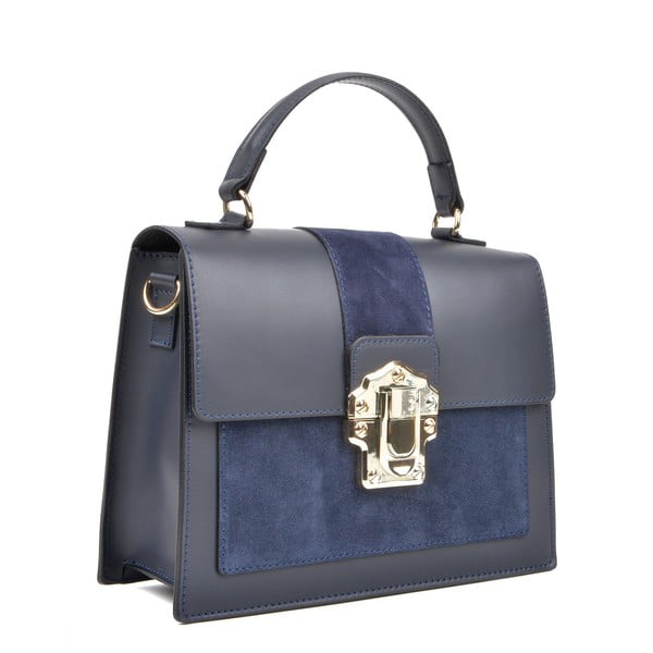 Sötétkék bőr kézitáska, 22 x 27 cm - Isabella Rhea-image-2