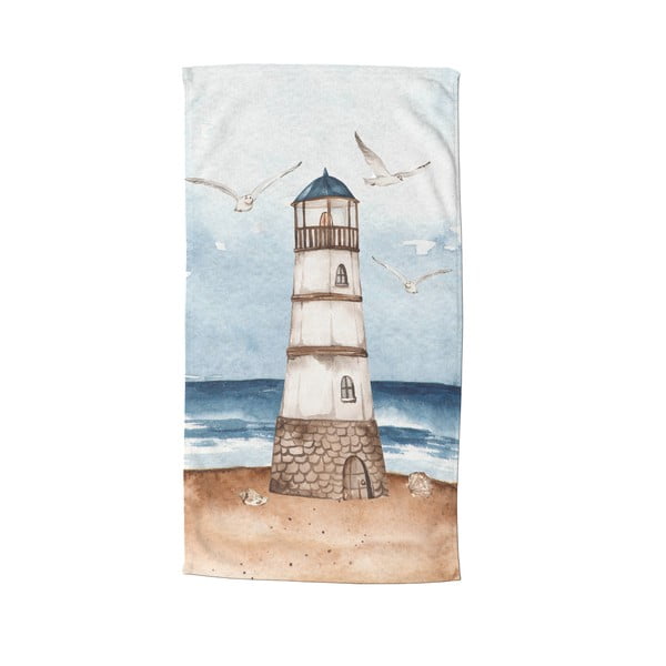 Kék-barna bársony strandtörölköző 100x180 cm Berlin – Good Morning