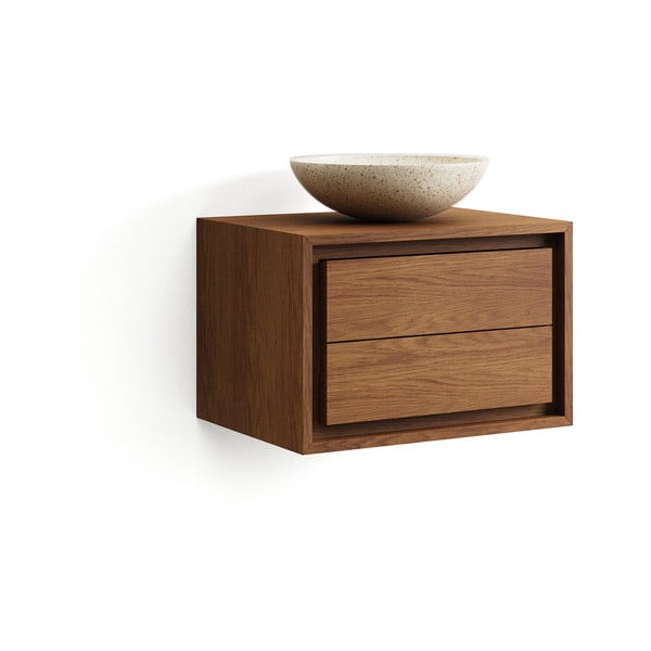 Sötétbarna teakfa fali mosdó alatti szekrény 60x40 cm Kenta – Kave Home-image-3