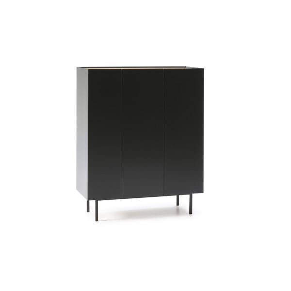 Fekete magas komód tölgyfa dekorral 95x120 cm Arista – Teulat-image-2