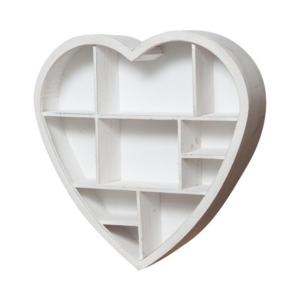 Heart fehér fa fali könyvespolc, 61 x 60 cm - Crido Consulting-image-1