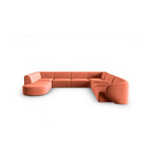 Rózsaszín bársony sarokkanapé (jobb oldali-U alakú) Paolo – Milo Casa
