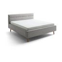 Szürke kárpitozott ágyneműtartós franciaágy ágyráccsal 180x200 cm Lotte – Meise Möbel