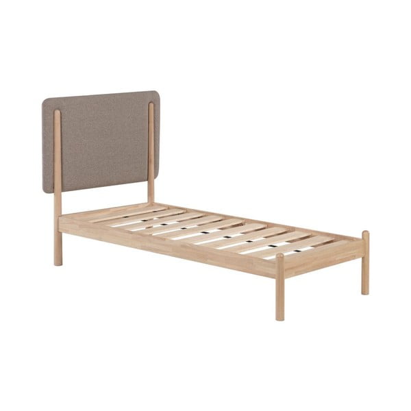 Szürke-natúr színű kaucsukfa egyszemélyes ágy ágyráccsal 90x190 cm Shayndel – Kave Home-image-2