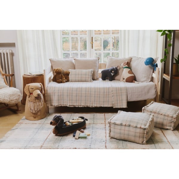 Krémszínű-zsályaszínű mosható-kézi szövésű pamut szőnyeg 90x120 cm Tartan Blue Sage – Lorena Canals-image-2