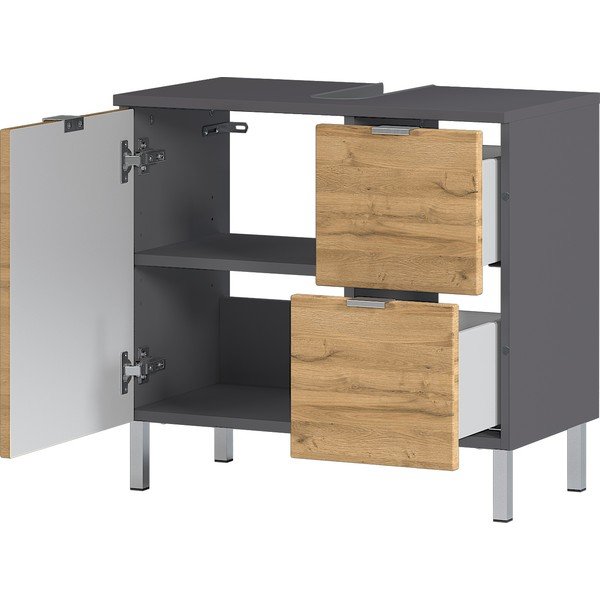 Mauresa szekrény tölgyfa díszítéssel a mosdó alá, szélesség 60 cm - Germania-image-3