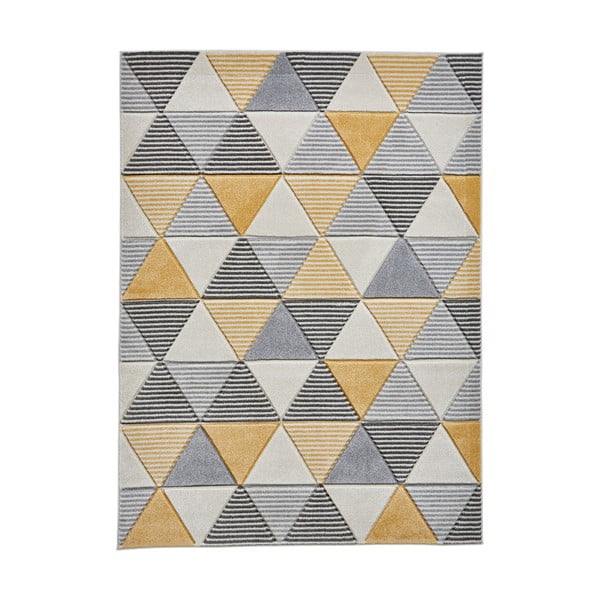 Matrix szürke-sárga szőnyeg, 120 x 170 cm - Think Rugs