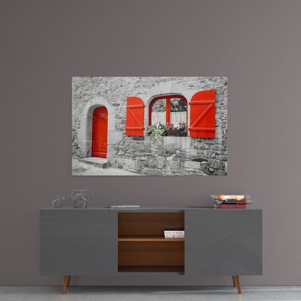 Red Door and Window üvegezett kép - Insigne-image-1