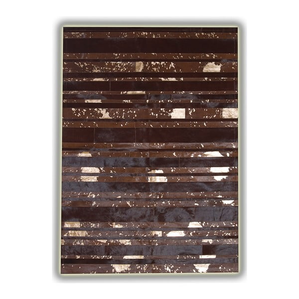 Stripes barna állatbőr futószőnyeg arany mintával, 200 x 70 cm - Pipsa