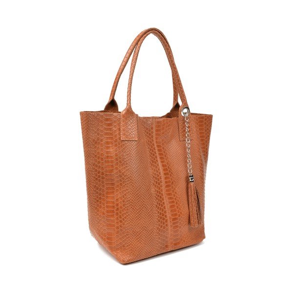 Lola konyakbarna bőr shopper táska - Renata Corsi-image-2