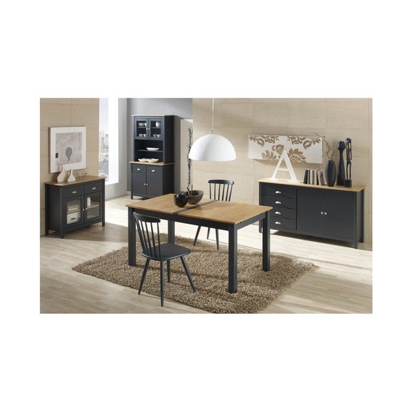 Jade antracitszürke bővíthető étkezőasztal tömör borovi fenyőből, 150 x 85 cm - Marckeric-image-2