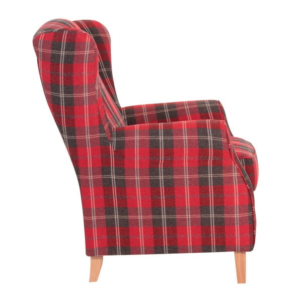 Lorris Vintage piros kockás füles fotel - Max Winzer-image-3