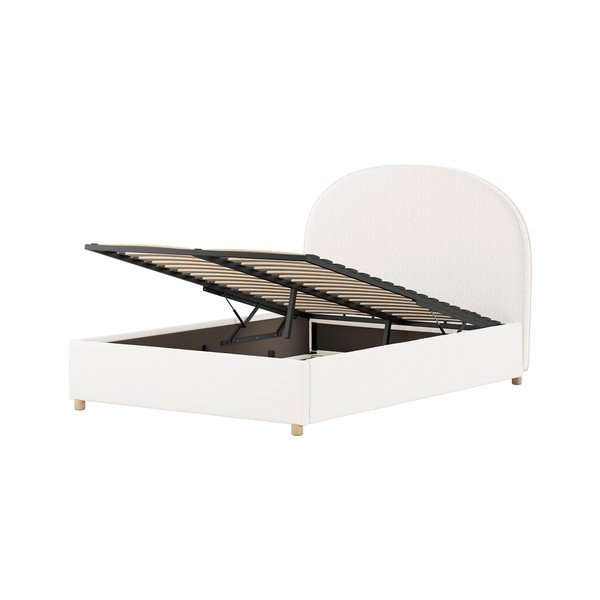 Fehér kárpitozott ágyneműtartós franciaágy ágyráccsal 140x200 cm Moon – Vipack-image-4