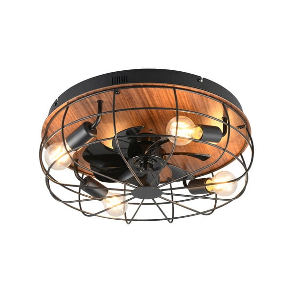 Matt fekete-barna mennyezeti lámpa távirányítóval-ventilátorral Trondheim – Trio-image-4