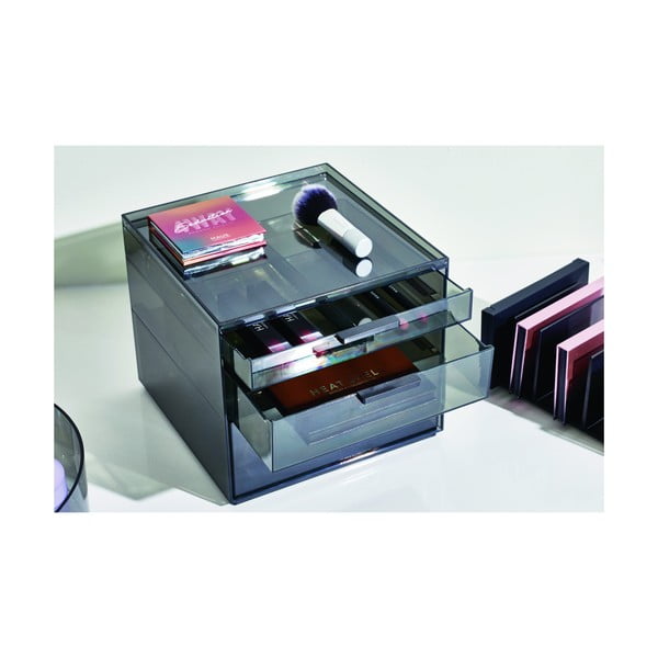 Matt fekete újrahasznosított műanyag fürdőszobai rendszerező kozmetikumokhoz – iDesign-image-1