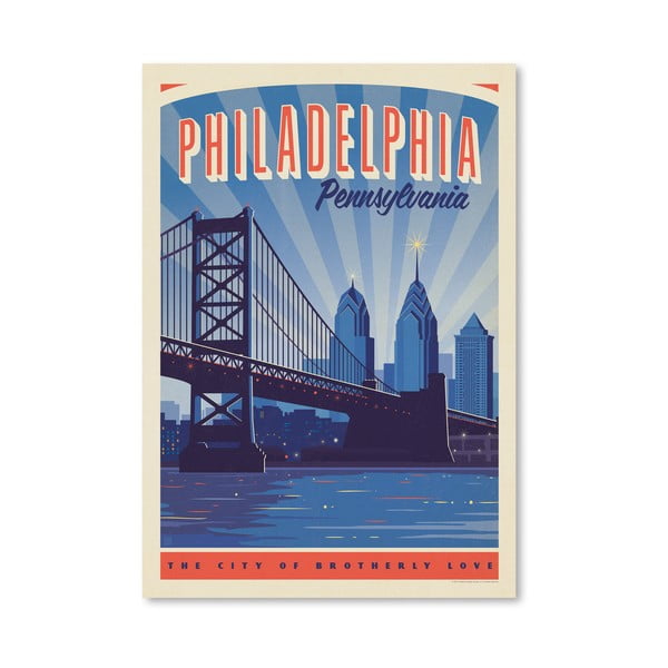 Philly Skyline poszter, 42 x 30 cm - Americanflat