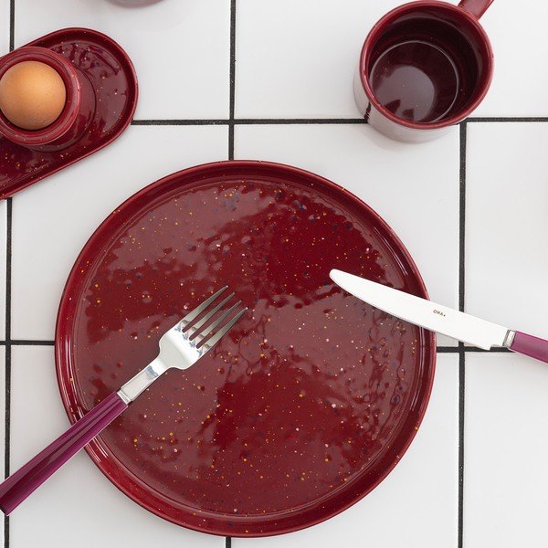 Borvörös porcelán tányér ø 25 cm Fika – ONA-image-1