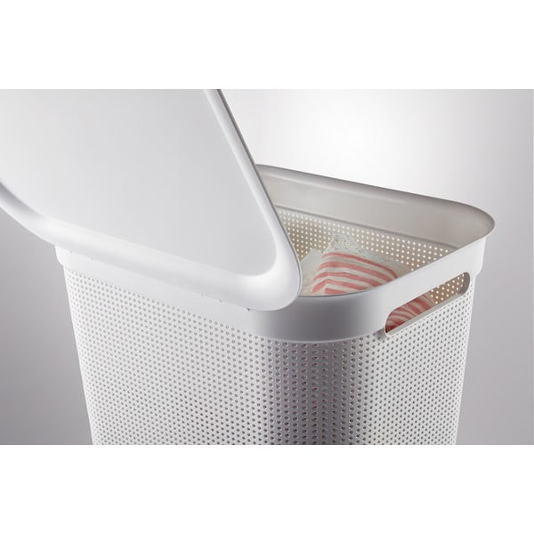 Fehér műanyag szennyeskosár 50 l Brisen - Rotho-image-3
