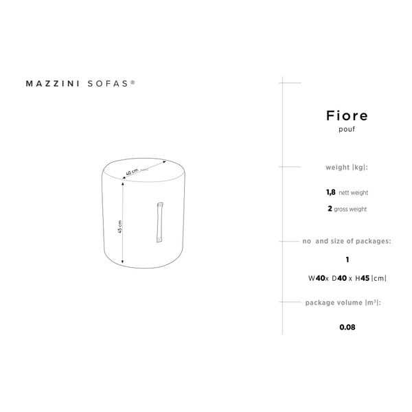 Fiore piros puff, ⌀ 40 cm - Mazzini Sofas-image-4