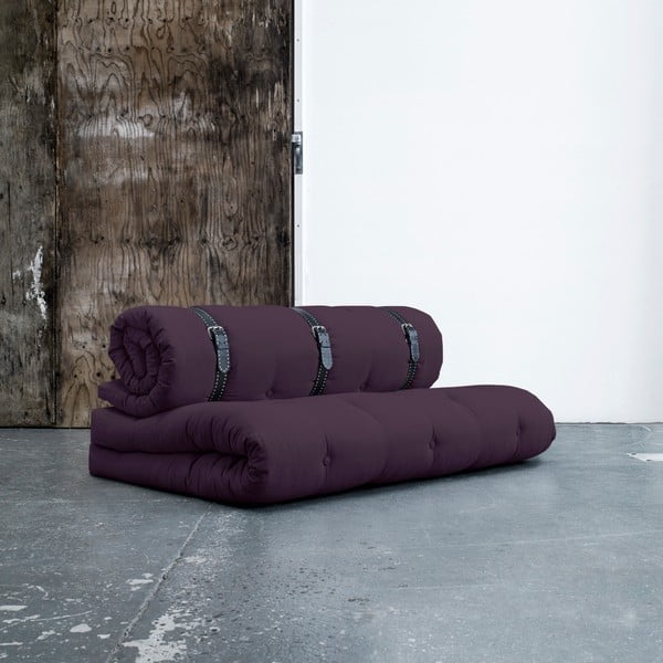 Buckle Up Purple állítható kanapéágy, fehér varrásos bőrpántokkal - Karup