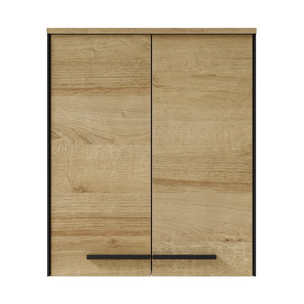 Natúr színű fali fürdőszoba szekrény tölgyfa dekorral 72x60 cm Quickset 395 – Pelipal