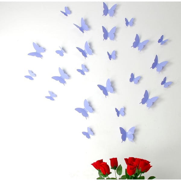 Butterflies 12 db-os lila 3D falmatrica szett - Ambiance