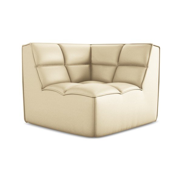 Krémszínű bőrutánzat kanapé modul Kalai – Makamii-image-2