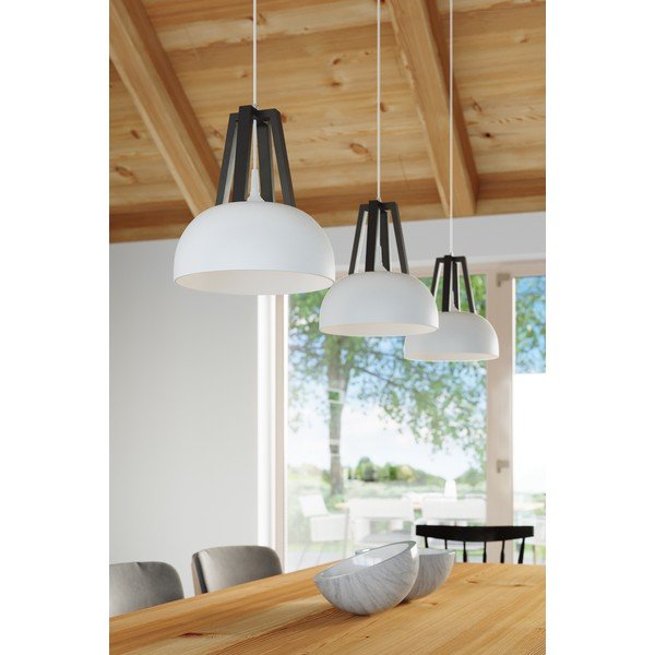 Olla fehér-fekete függőlámpa fa-fém búrával  ø 30 cm - Sollux-image-3