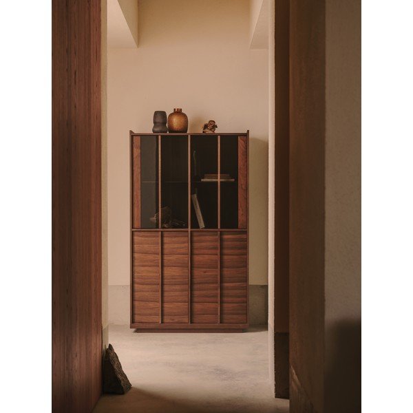 Barna tálalószekrény diófa dekorral 100x170x40 cm Onix – Kave Home-image-1