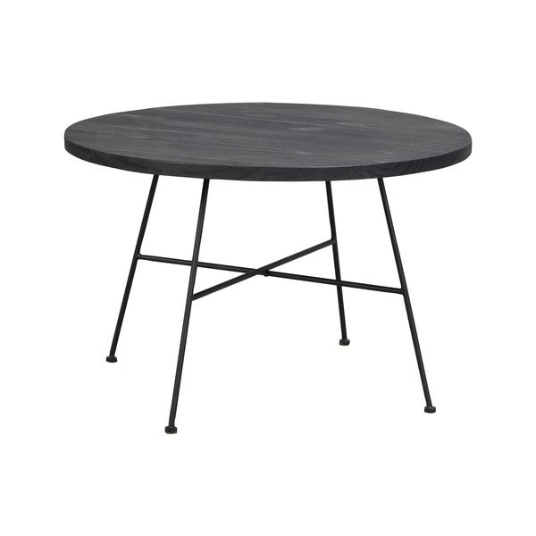 Grafton fekete dohányzóasztal borovi fenyőfa asztallappal, ø 70 cm - Rowico-image-3