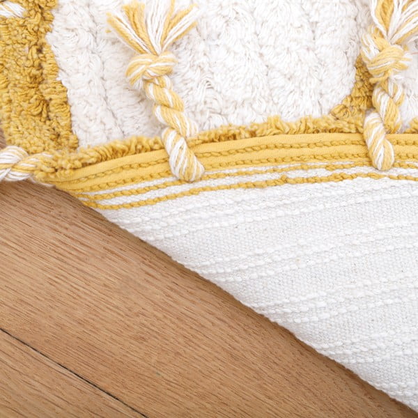 Come fehér-sárga pamut kézzel készített szőnyeg, ø 120 cm - Nattiot-image-4
