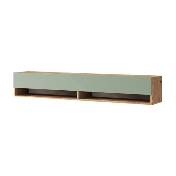 Zöld-natúr színű TV-állvány borovi fenyő dekorral 180x29x32 cm – Kalune Design