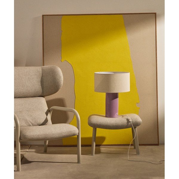 Lila-bézs asztali lámpa textil búrával (magasság 52 cm) Toneric – Kave Home-image-1