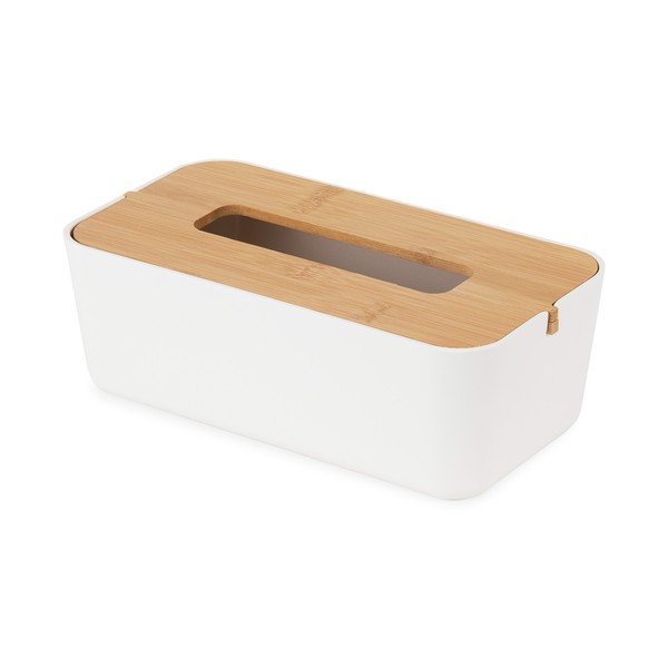 Basic fehér zsebkendőtartó bambusz fedéllel - Compactor-image-2