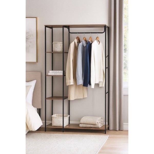 Fekete acél előszoba bútor 90x170x40 cm Aris – Bonami Essentials-image-1