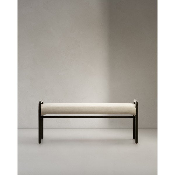 Fekete-krémszínű zsenília pad Macaret – Kave Home-image-4