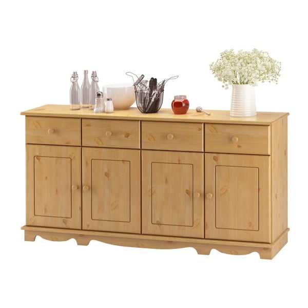 Cheryl négyajtós, tömör borovi fenyőfa tálalószekrény - Støraa-image-3