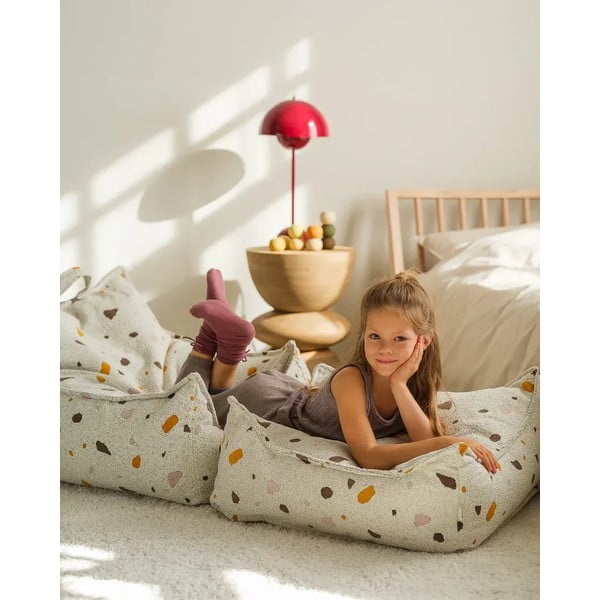 Fehér buklé-zsenília gyerek babzsákfotel Terrazzo Square – Wigiwama-image-2