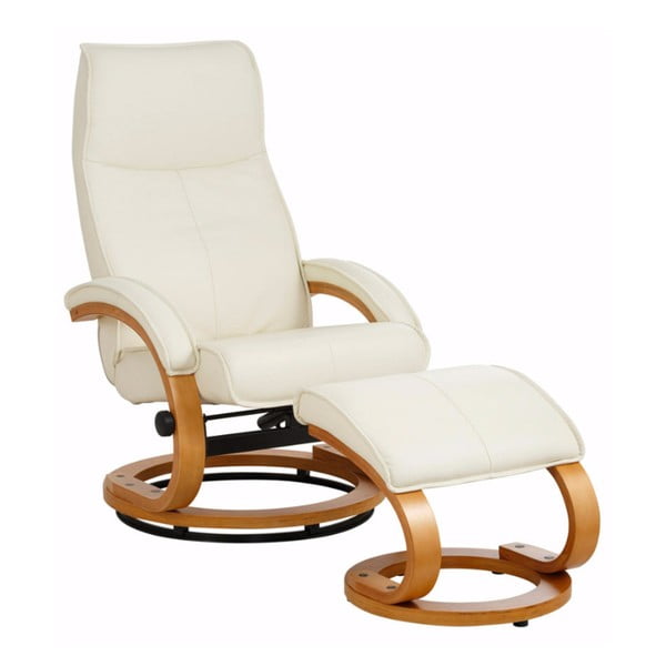 Rika krémszín állítható bőr pihenő fotel lábtartóval - Støraa