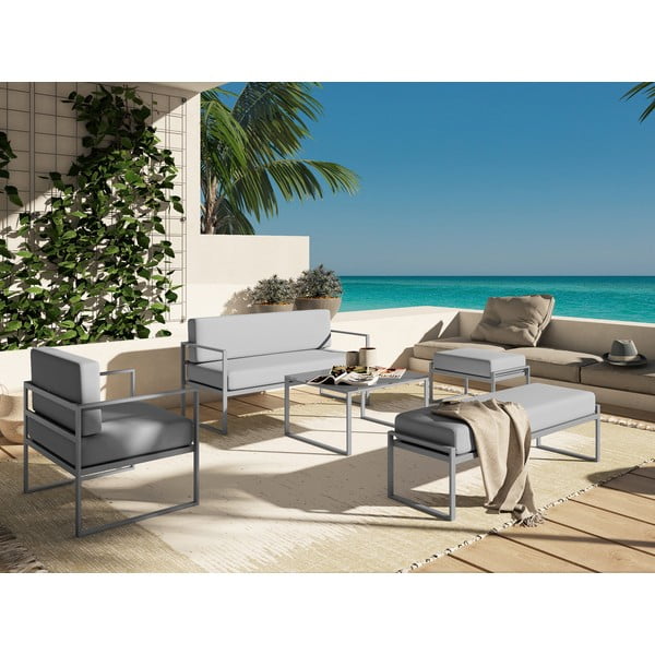 Nicea szürke kültéri asztal beton díszítéssel, szürke kerettel, hossz 60 cm - Calme Jardin-image-1