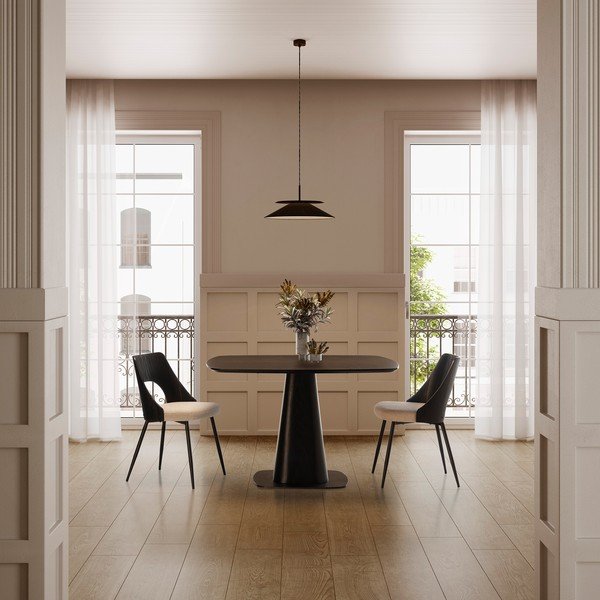 Fekete-krémszínű kárpitozott étkezőszék szett 2 db-os Gilda – MOME-image-2