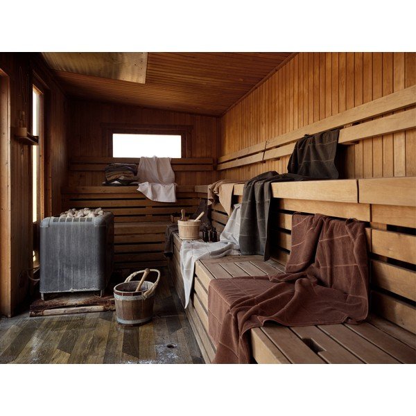 Sötétzöld frottír pamut fürdőlepedő 70x140 cm Sauna – Zone-image-1