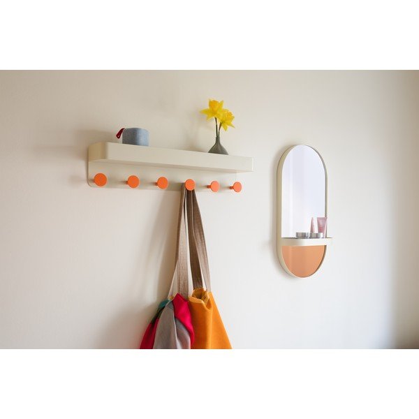 Taupe narancssárga fali tükör polccal - Remember-image-1