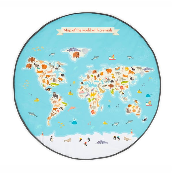 Worldmap pamut gyerekszőnyeg, ⌀ 90 cm - Tanuki