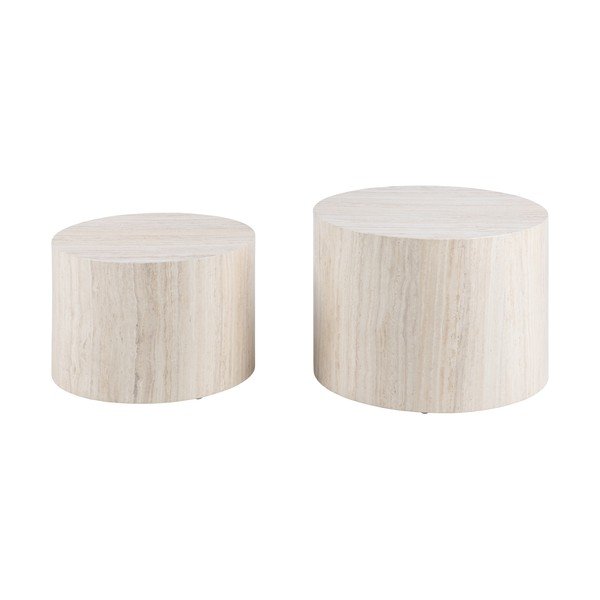 Bézs kerek dohányzóasztal szett kő dekorral, 2 db-os ø 58 cm Dice – Actona-image-4