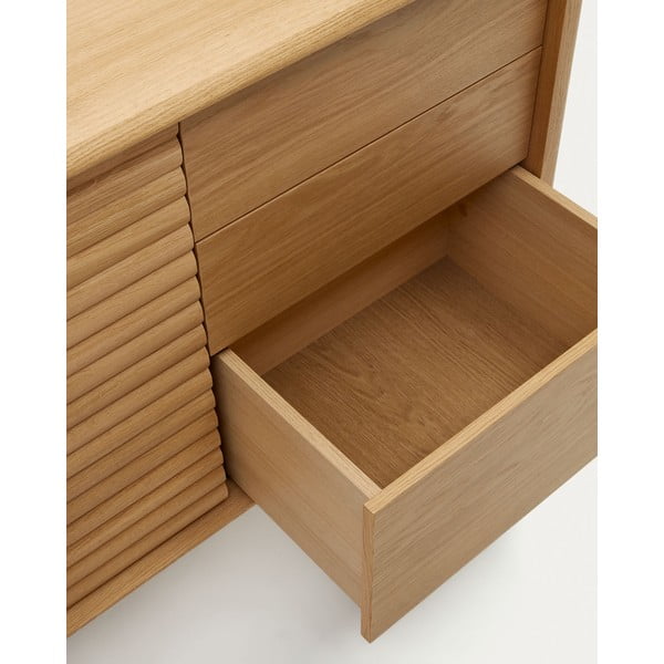 Natúr színű alacsony komód tölgyfa dekorral 105x86 cm Lenon – Kave Home-image-4