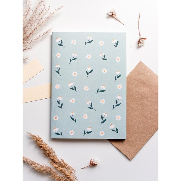 Sima füzet újrahasznosított papírból százszorszép mintával, A5, 60 oldal - Printintin-image-1